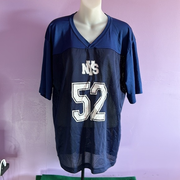 NYS Dark Blue Jersey Mens Size M Short Sleeve Athletic Football Style Tee - Picture 1 of 3